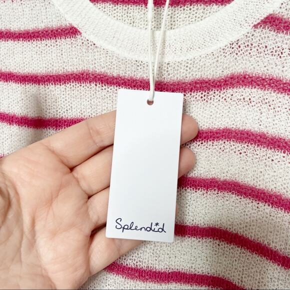 NWT Splendid Striped Twist Hem Tank Top Pink White Preppy Beach Vacay Size M - Picture 4 of 10